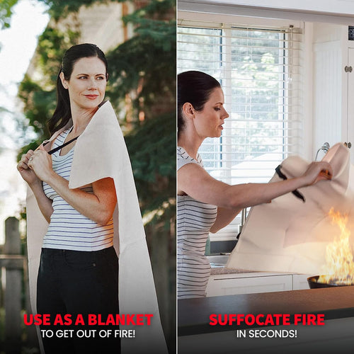 Prepared Hero Emergency Fire Blanket - 2 Pack - Fire Suppression for Kitchen, 39” x 39” Fiberglass Fire Blanket for Home