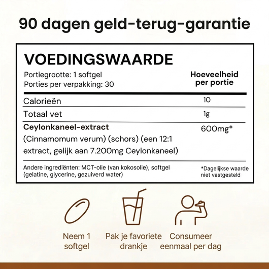 Ceylonkaneel 7200 mg Equivalent met MCT-olie